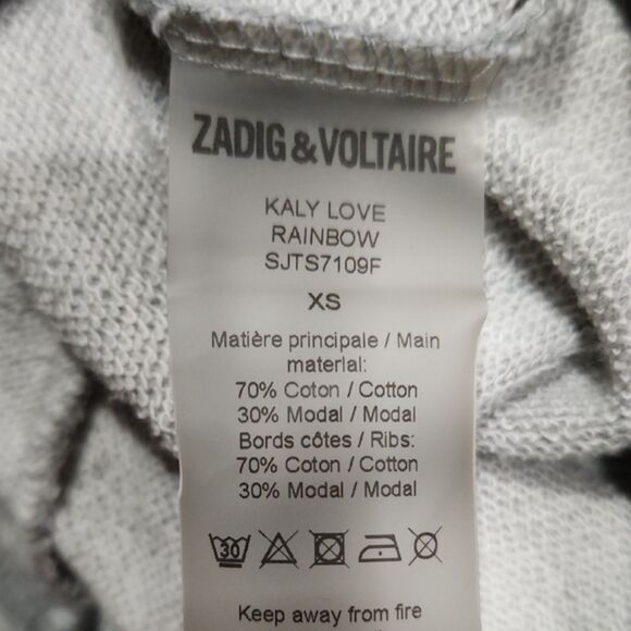 Zadig & Voltaire Kaly Lobe Rainbow Sweatshirt, Gray, Size XS - Picture 9 of 11